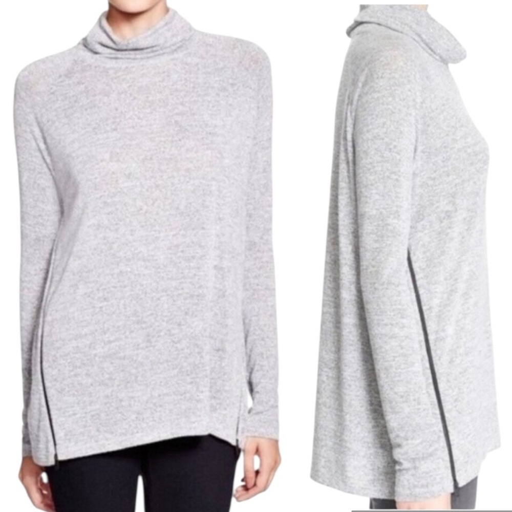 Rag & Bone Camden Gray Side Zipper Cowl Neck Oversized Knit Top - S